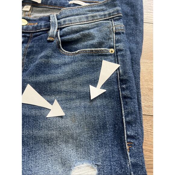 Frame Denim Jeans Womens 26 Le Skinny De Jeanne Feathered Hem Distressed Boho - Picture 11 of 12